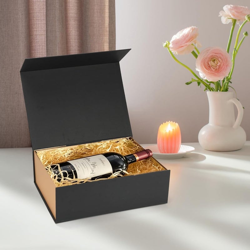 Ditwis 12x9x4 Inches Gift Box with Magnetic Closure Lid, Black-Gold Magnetic Box for Wedding, Groomsmen Bridesmaid Proposal, Birthdays, Mother's Day - Image 5